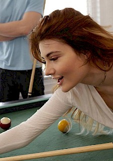 horny model teen Adria Rae gets taken on a pool table