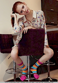 cute teen Juliett Lea strips in her socks