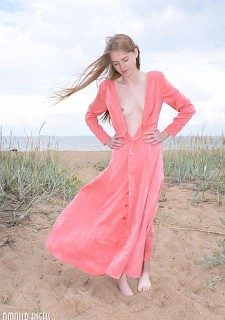 Beautiful girl Gerda gives you her tight pussy at beach
