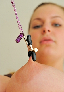 Danielle Tweezers on her Nipples