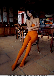Li Moon In Orange Pantyhose