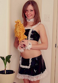 pretty girl Little Cookie dresses up as your sexy maid