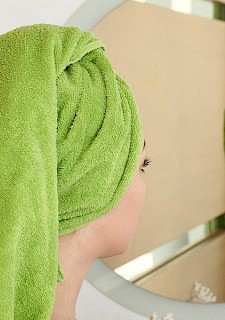 cute babe Emily Bender masturbating after her shower