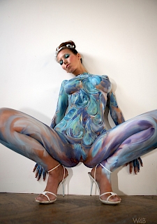 Busty Lizzie Ryan in Body Paint